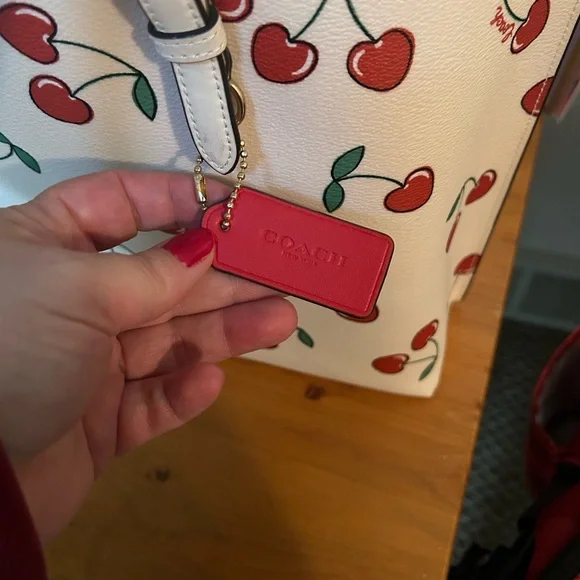 Coach Mollie Tote with Cherry Heart Print on Canvas HTF - Picture 3 of 16